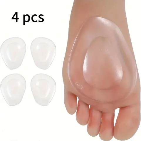 4-Pack Forefoot Gel Pads for High Heels, Reusable Non-Slip Ball-of-Foot Cushions, Shock-Absorbing Shoe Inserts
