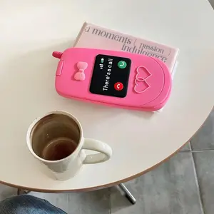 Y2K Pink Flip Phone Case for iPhone 13 -17 Cute Cartoon Cover with Hidden Slot🎀