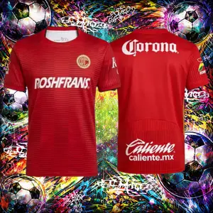 25 26 Mexico LIGA MX Deportivo Toluca Home Red Short Sleeve Soccer Jersey Fans Version Breathable