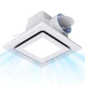 Bathroom Exhaust Fan with Light, 8 Inch Ceiling Mount, 112 CFM 1.0 Sones, Quiet Square Bath Fan Light Combo for Bathrooms, Shower, Office, Restroom Etc,With Light & No Light