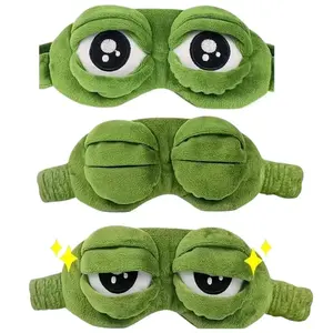3D Frog Eye Mask, 9cm Cotton+Plush Soft Cute 3D Shaping Cartoon Eyeshade, Hypoallergenic Adjustable Strap Portable Blindfold for Travel, Whimsical Adults Gifts