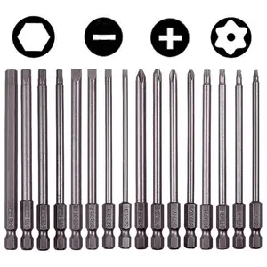 16Pcs 4-in-1 Multi Long Magnetic Screwdriver Bit Set with 1/4" Hex Shank Drill Screw Driver Bits Power Tools Kit (Hex Head Allen Wrench, Torx Security, Cross Phillips & Flat Head Slotted Tip) - Home Improvement.