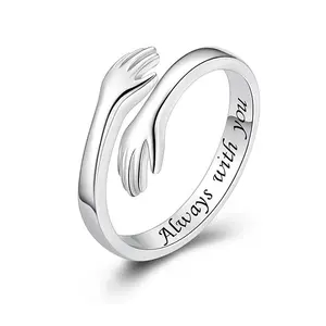 Hug Ring for Daughters - Graduation Gift, Overlapping Hands Design, Symbol of Love and Protection, Summerwins Costume Jewelry Ring