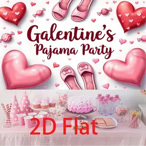 Heart & Slipper Design 2D Flat Party Banner, Perfect for Pajama Parties, Birthdays, Spa Events, Ideal for Home & Outdoor Use