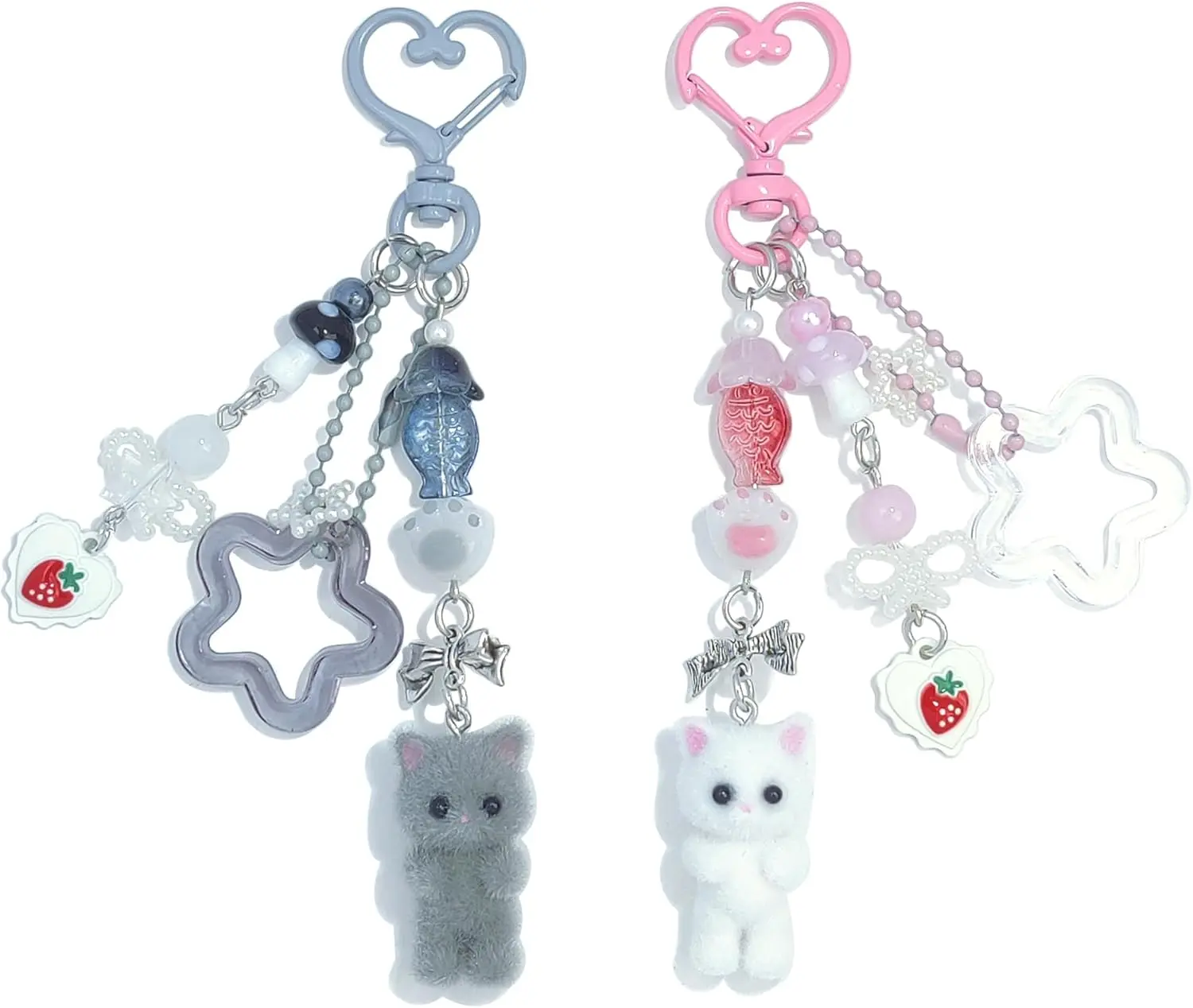 Cute Pink Keychain,Fuzzy Cat Keychain Aesthetic Y2K KeychainStylish KeychainsAccessories
