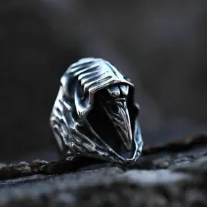 GTHIC Viking Ravens Hugin Stainless Steel Ring for Men Biker Animal Jewelry Daily Wear