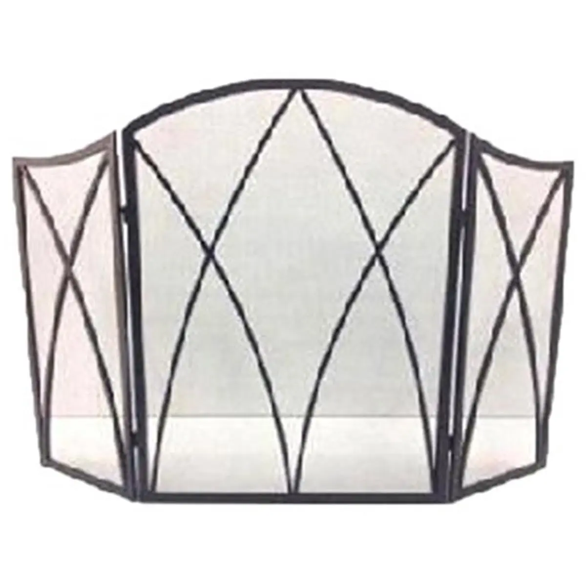 212 MAIN 3-Panel Gothic Design Fireplace Screen, 30x48in Brushed Bronze Powder Coat Steel Frame, Modern Home Living Room Interior Decor