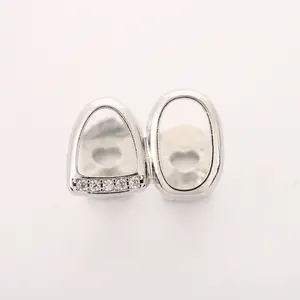 4-Piece Alloy Hip Hop Teeth Grills, Double-Tooth Plated Removable Braces, Sturdy High-Quality Plating Bold Design Style2, Couple Anniversary Trendy Party Streetwear Fashion Accessory