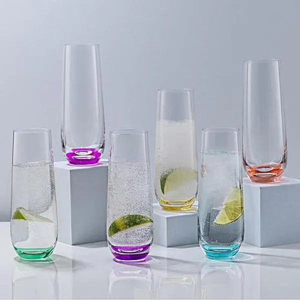 Joyjolt Hue 6-pc. Colored Stemless 9.4 oz. Champagne Flute Glass Joyjolt Hue 6-pc. Colored Stemless 9.4 oz. Champagne Flute Glass