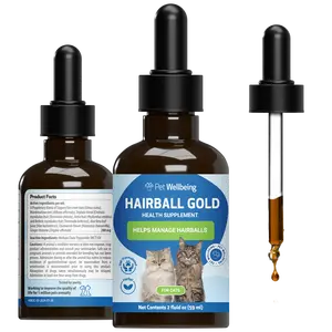 Pet Wellbeing Hairball Gold for Cats - Holistic Hairball and Digestive Care, Normal Elimination, Slippery Elm, MCT Oil, No Mineral Oil - Veterinarian-Formulated Herbal Supplement