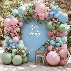 Pastel  Blue Green Balloons Garland Kit, Double Stuffed Dusty Green Light Blue Blush Dusty  Mauve Pastel Balloon Arch Kit for Spring Birthday  Fairy Floral Easter  Party Decor