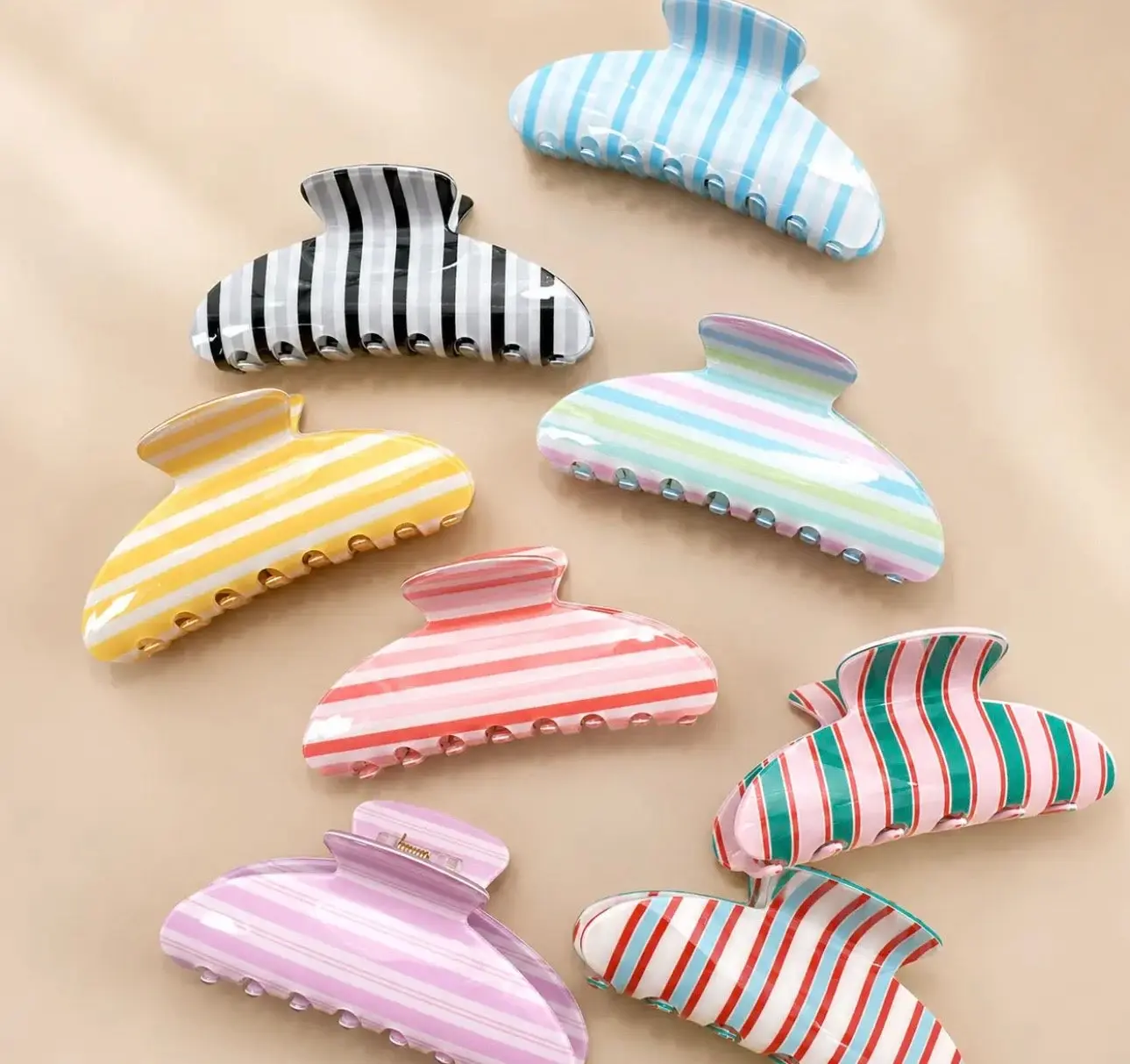 Jumbo Stripe Claw Clip