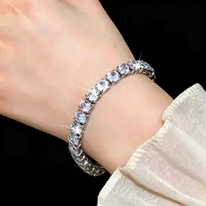 6mm Sparkling Single Row Zircon Tennis Bracelet Minimalist luxury versatile accessory, ideal for daily commutes & casual outfits