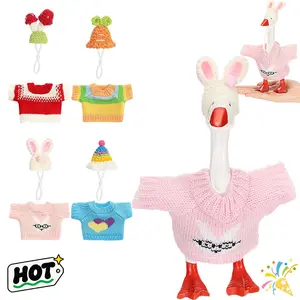 4 Set Mini Desk Goose 7 Inch Cute Knitted Outfits Magnetic Goose Key Holder Multiple Colors Clothes for Magnetic Goose Statue Key Holder decorate