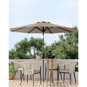9FT Outdoor Patio Umbrella – Market Table Parasol with Push Button Tilt, 8 Sturdy Ribs, UV Protection, Waterproof, Windproof Shade, Easy Assembly for Garden, Backyard, Deck, Pool, Beach – Dark Red
