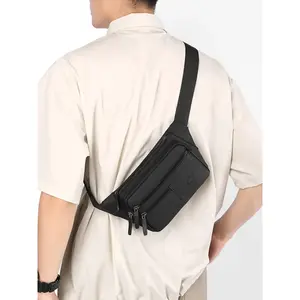 Men's Casual Solid Color Sling Bag, Lightweight Travel Chest Bag, Multi-functional Fashionable Sling Bag for Outdoor Adventure