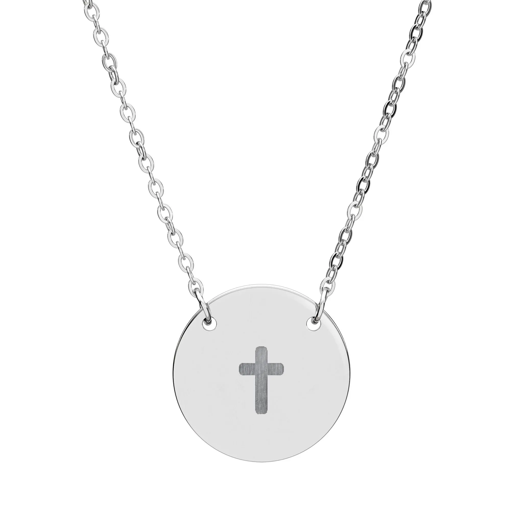 Engraved Circle Cross Necklace – Minimalist Faith Pendant