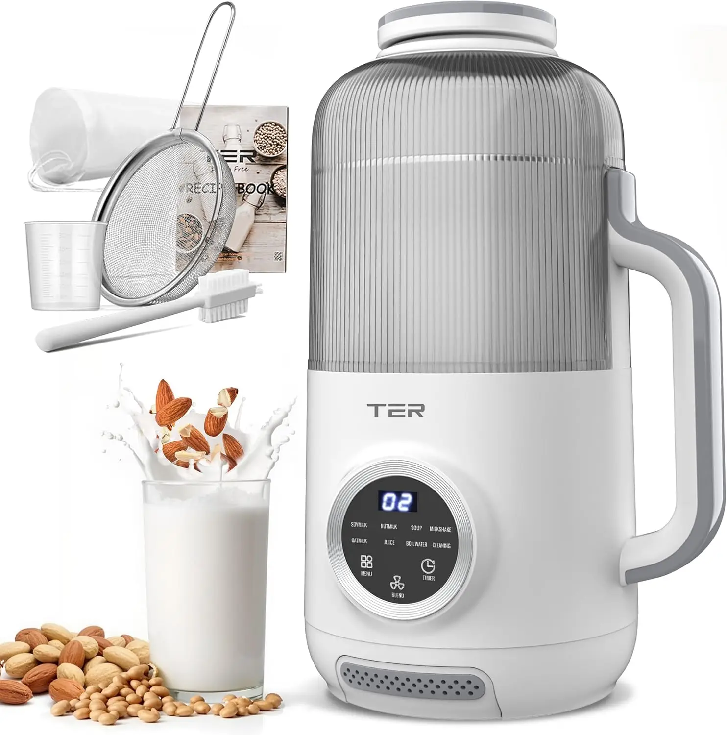 Upgraded 10-in-1 Nut Milk Maker with Quiet Shield, 40oz – Self-Cleaning Soy/Oat Milk Blender, Delay Start, Keep Warm, Boil