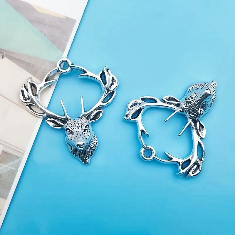 20pcs Antique Silvery Elk Head Charms, Elegant Pendant for DIY Jewelry Making, Bracelets, Necklaces & Earrings