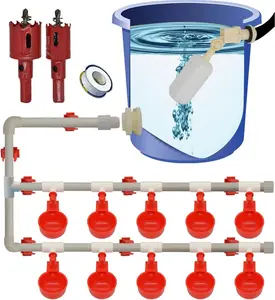 1/2" PVC Tee Fittings Pipe Feeder Poultry Waterer Chicken Waterer pourtly Water Cup Durck Watering System Complete Set Pipeline Automatic Chicken Nipple Waterer Cups.