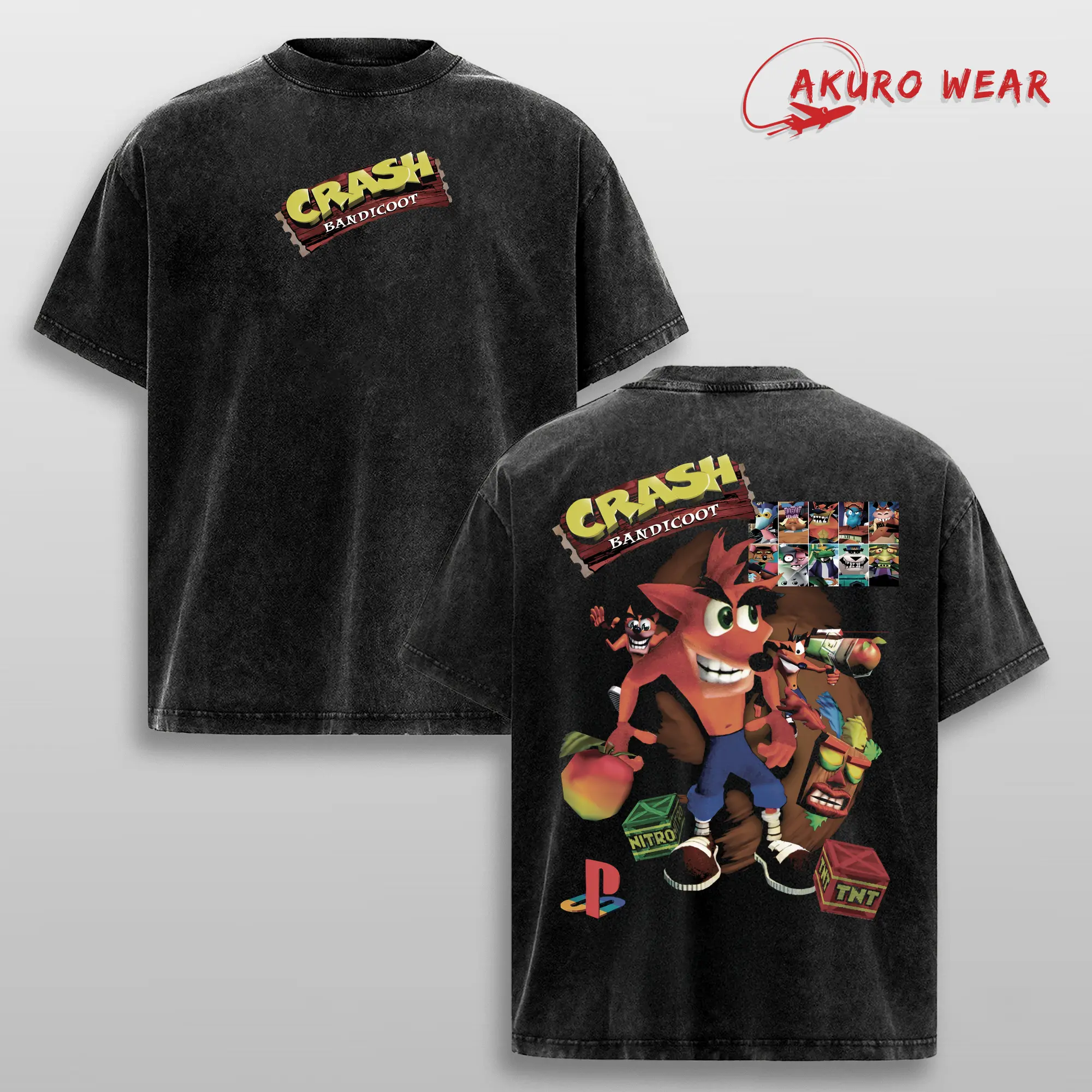 Crash Bandicoot T-shirt Premium Cotton Oversized Fit Pre-Washed Unisex Classic Top American Made Menswear Heavyweight Fabric