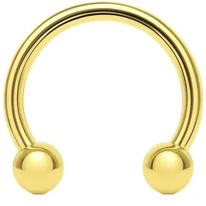 14K Gold Circular Barbell 12G