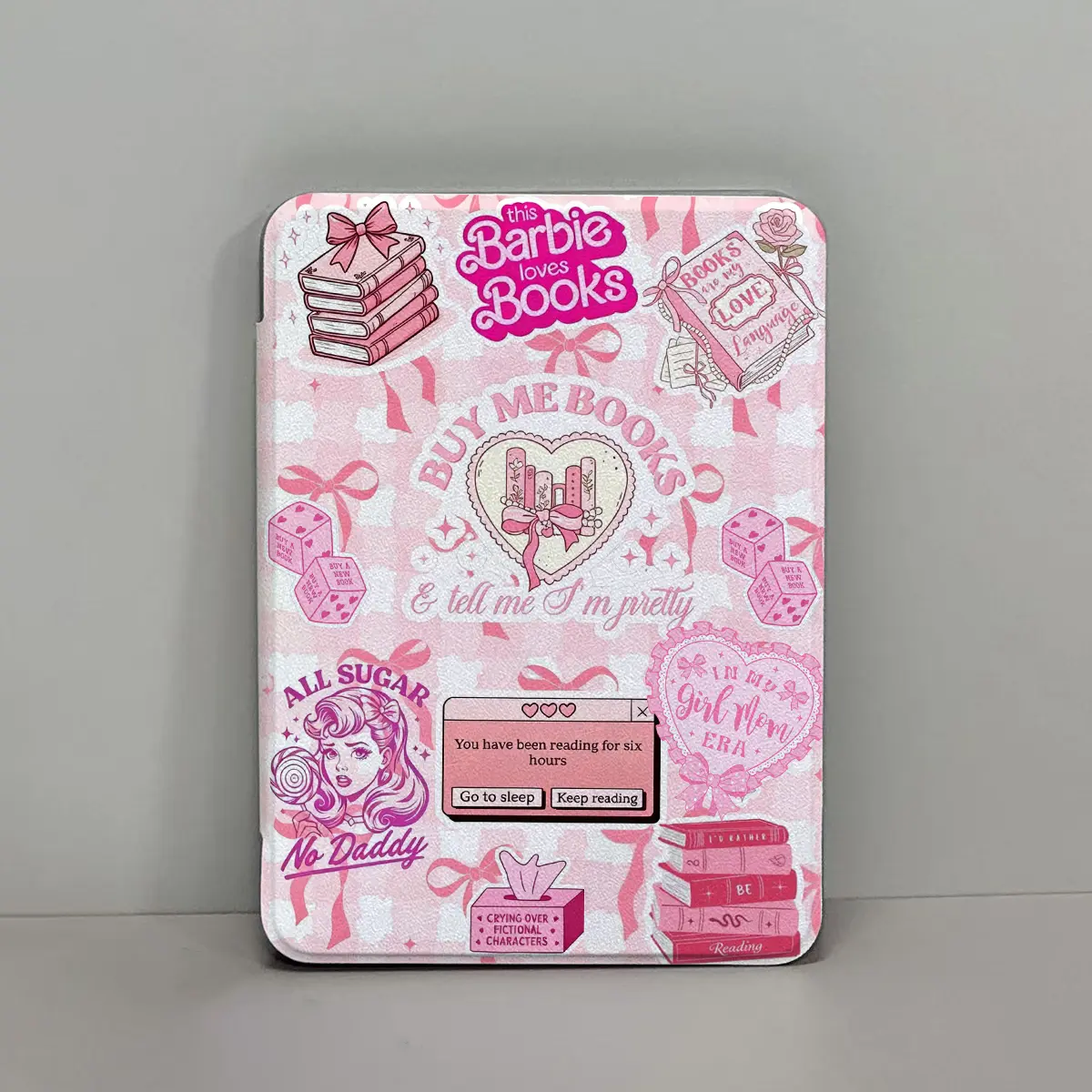 Cute Pink E-Reader Tablet Cover with Clear Back, Compatible with Kindle 2022/2024 6.0 in, 2021 11th Gen Paperwhite 6.8 in, 2024 12th Gen 7.0 in, Ideal Gift for Book Lovers and Reading enthusiasts
