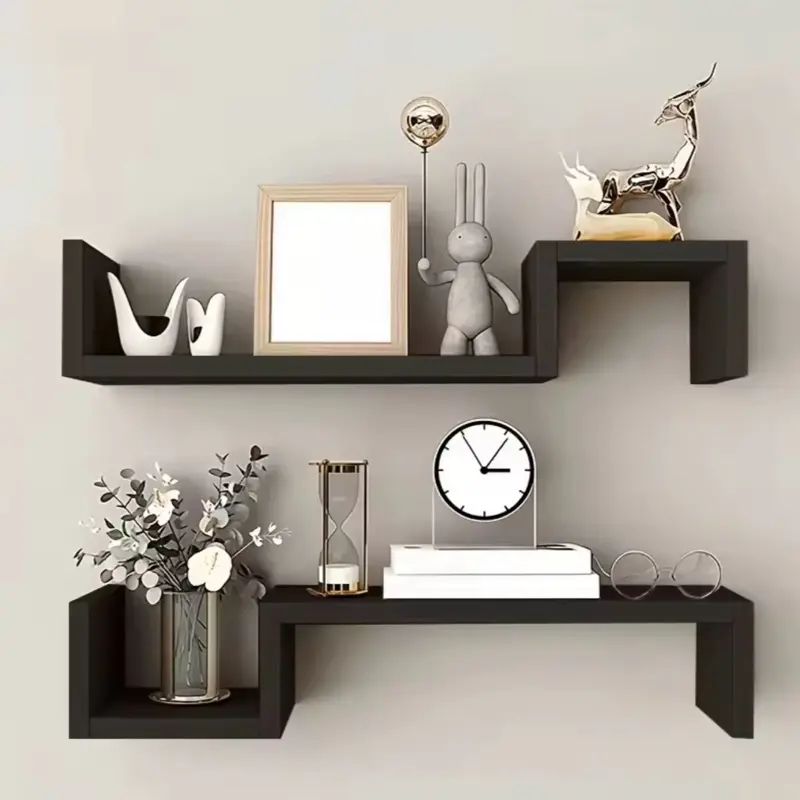 2 PCS floating shelf, partition, wall shelf, reinforcement board, strong load-bearing capacity, simple installation, can be used