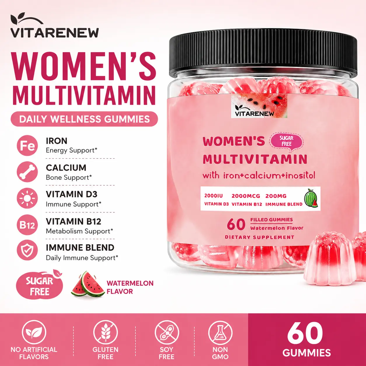 Women’s Methylated Multivitamin Gummies – Sugar Free Vegan Daily Vitamins with Methylfolate, B-Complex, Biotin, Iron, Zinc & Essential Nutrients, fitness need 60 Count  Edible Vitamin Supplement Body Vitamins