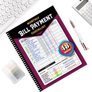 Pink 48-Month Financial Organizer Notebook – Monthly & Weekly Budget Planner, Personal Finance Checklist