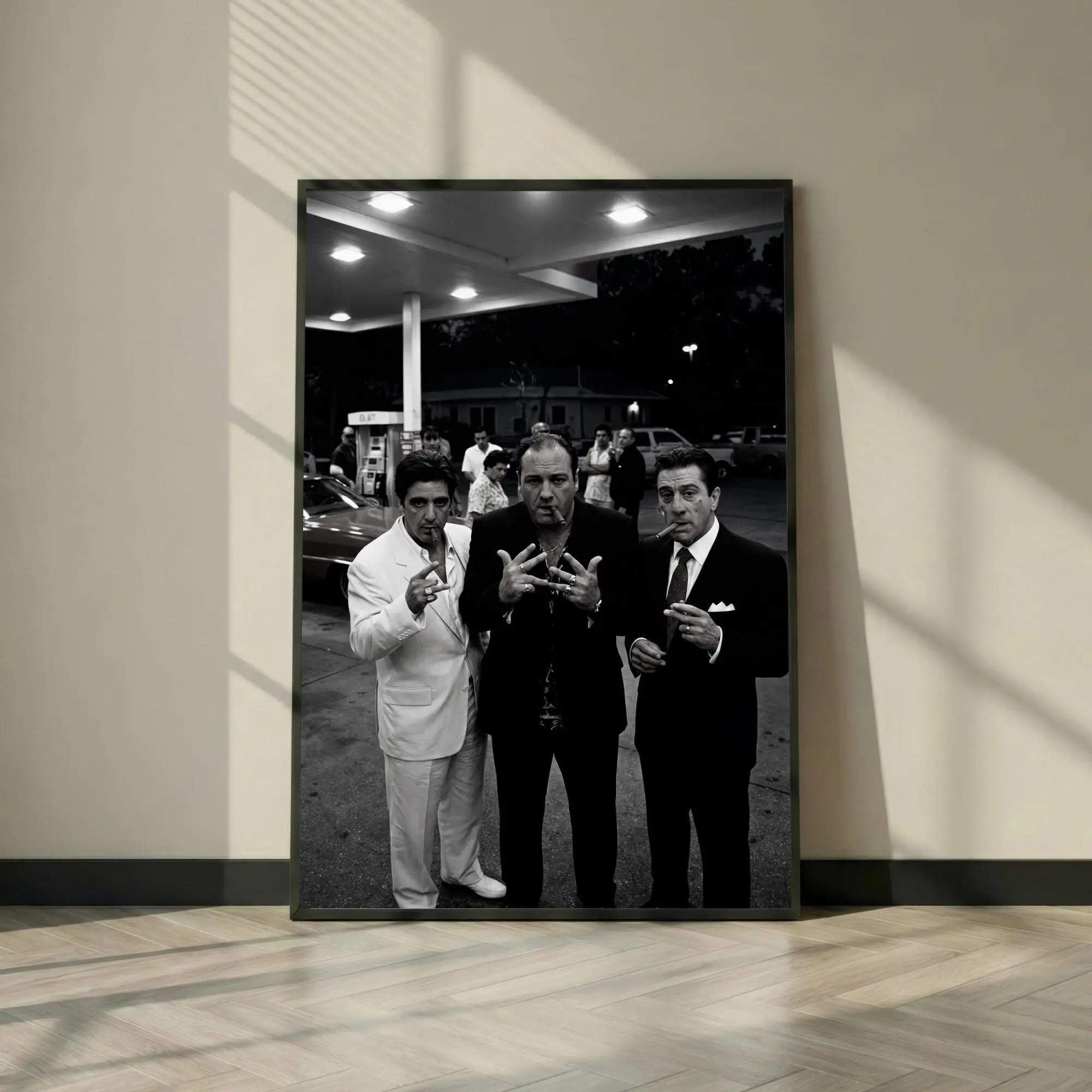 [No Frame] Mafia Wall Art Poster, Black And White Gangster Print, Crime Movie Decor, Mob Boss Art, Vintage Noir Wall Art Poster