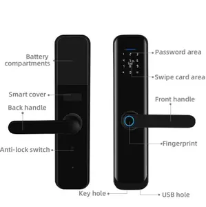 Cat Eye Camera Smart Fingerprint Password Timber Door Lock