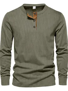Men's Vertical Striped Textured Long Sleeves with A Contrasting Placket,solid Color Vertical Striped Texture,can Be Worn Alone and Layered,suitable for Casual Light Business and Other Scenarios, Classic, Vintage, Menswear