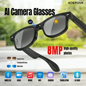 Smart AI Camera Glasses with 8MP Photochromic Lenses, Button Touch Adjustment, Hands-Free Photography for Travel and Outdoor Adventures, Real-Time Translation in 160+ Languages, Bluetooth Wireless Wearable Video Recording, UV Protection