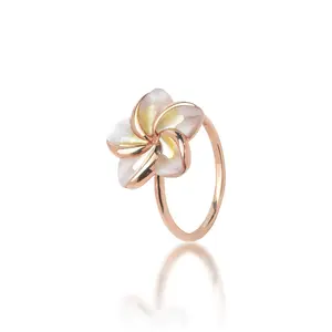 Plumeria Mother of Pearl Ring in Rose Gold - 16mm