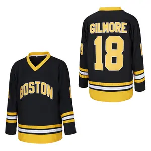 Mens 18 Happy Gilmore 1996 Movie Boston Adam Sandler Ice Hockey Jersey Stitched Black S-3XL,Gift for Game Day