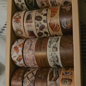 Coffee & Food Pattern Washi Tape Set, 20 Rolls Decorative Stickers, Perfect for Scrapbooking, Bullet Journals, DIY Projects