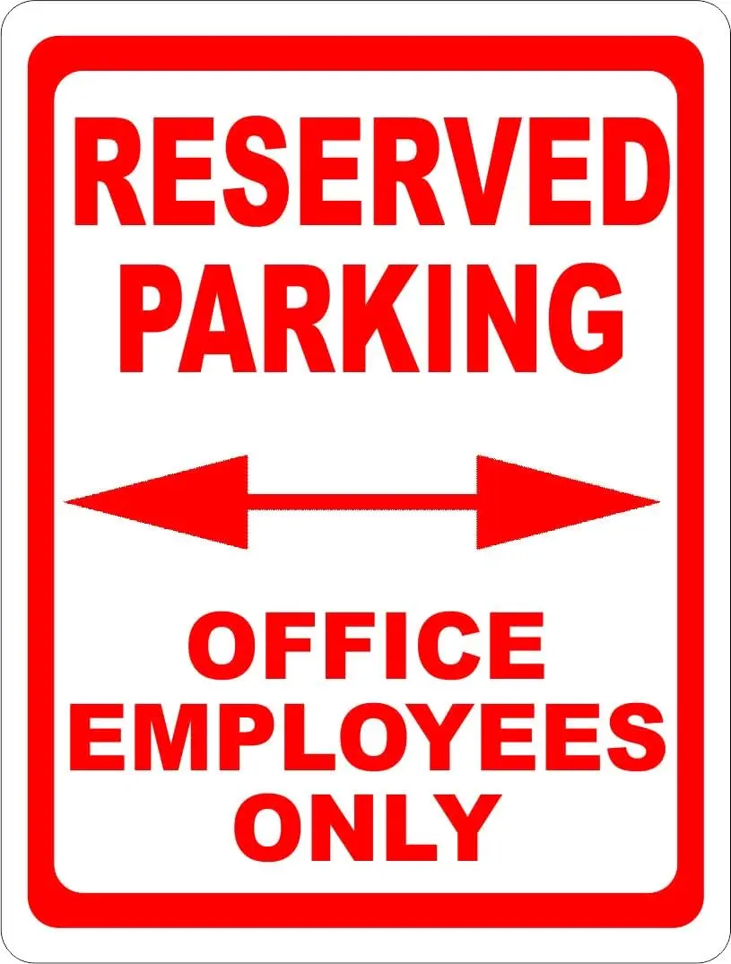 Industrial Aluminium Reserved Parking Sign for Office Employees Only, 12x18 in Vinyl Signage, Metal Construction Home Decor Plaque
