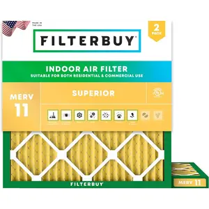 Filterbuy 15.25x15.25x1 Air Filter (2-Pack), Pleated MERV 11 Allergen Defense HVAC AC Furnace Air Filters (Actual Size: 15.25 x 15.25 x 1.00 Inches)