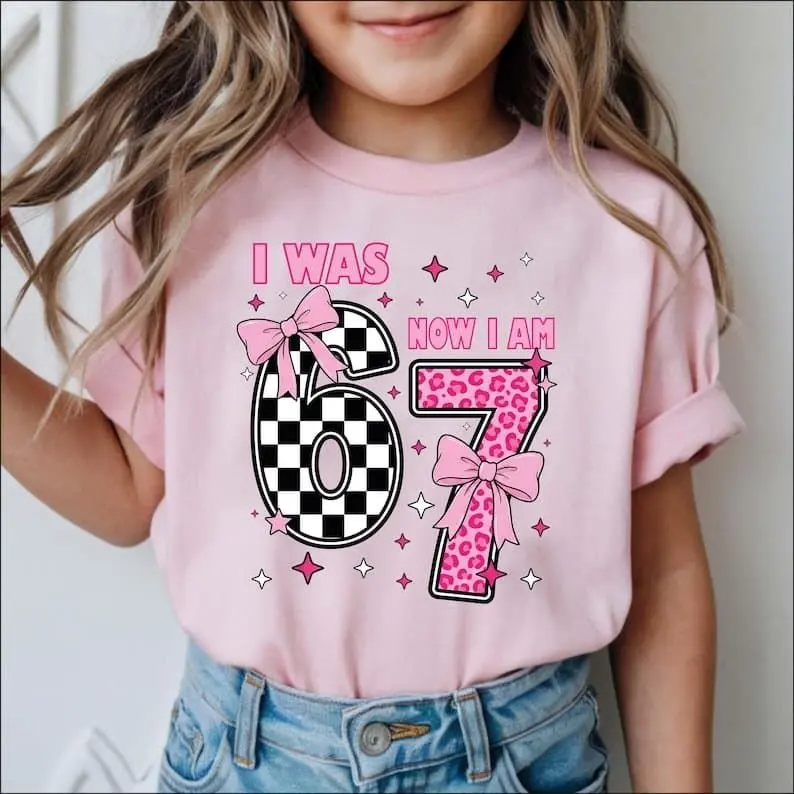 [Customize Name  Birthday Tee] I Was 6 Now I'm 7 Shirt, Funny 7th Birthday Meme Sweater, 67 Tee