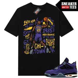 AJ4 Purple Match Shirt, MJ Dunk Graphic Tee, 90s HipHop Tee, Unisex T-Shirt, Cozy Gift