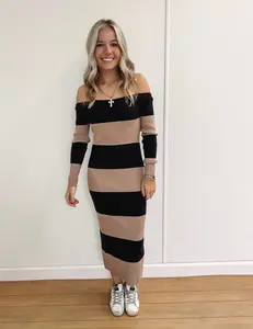 Faye Sweater Midi Dress - Black/Tan