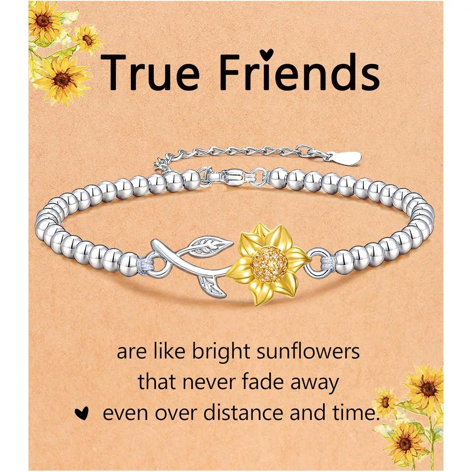 Sunflower Gifts Bracelet for Bestie Bff Best Female Friend Gifts for Women Daily Clothing Decor