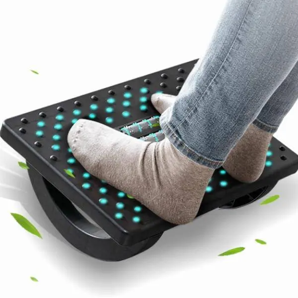 Foot Rest for Under Desk at Work, Ergonomic Footrest with Roller Massager, Under Desk Foot Rest for Office Chair, Rocking Foot Stool for Home Office, Computer Desk & Gaming, Leg Support, 13" x 9.6" x 5"