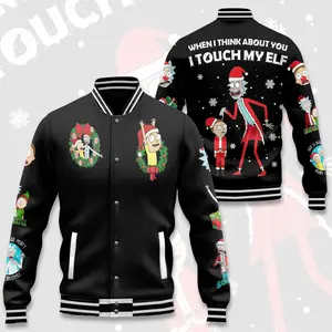 Rick and Morty Cartoon Varsity Jacket Adult Animation Style, Cozy Streetwear, Trendy Fan Apparel