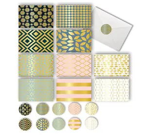 50 Blank Cards and Envelopes, cloth wrapping paper，Assorted Greeting Cards for All Occasions, 4x6” Blank Note Cards with Envelopes and Matching Stickers- 10 Elegant Designs, Thank You Card Assortment Pack