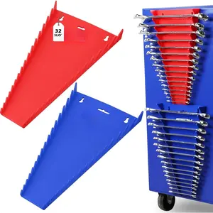 Magnetic Wrench Organizer, 32-Slot Premium Wrench Rack Holder Tool Trays for Toolboxes Drawer Storage, SAE (1/4" - 1-1/16") & Metric (6mm - 24mm) socket kit modular