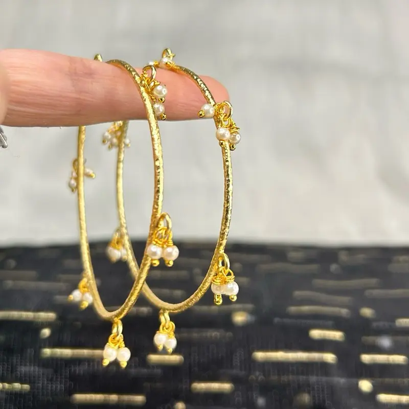 Elegant Adjustable Set Of 2 Pearls Kashmiri Bangles