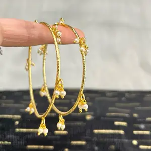 Elegant Adjustable Set Of 2 Pearls Kashmiri Bangles