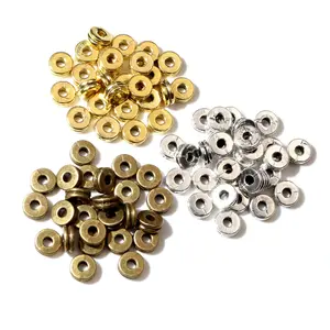 100pcs 6x6x2.5mm Antique Gold Silver Plated Spacer Beads Ball Crimp End Beads Stopper For Diy Jewelry Making Findings Supplies